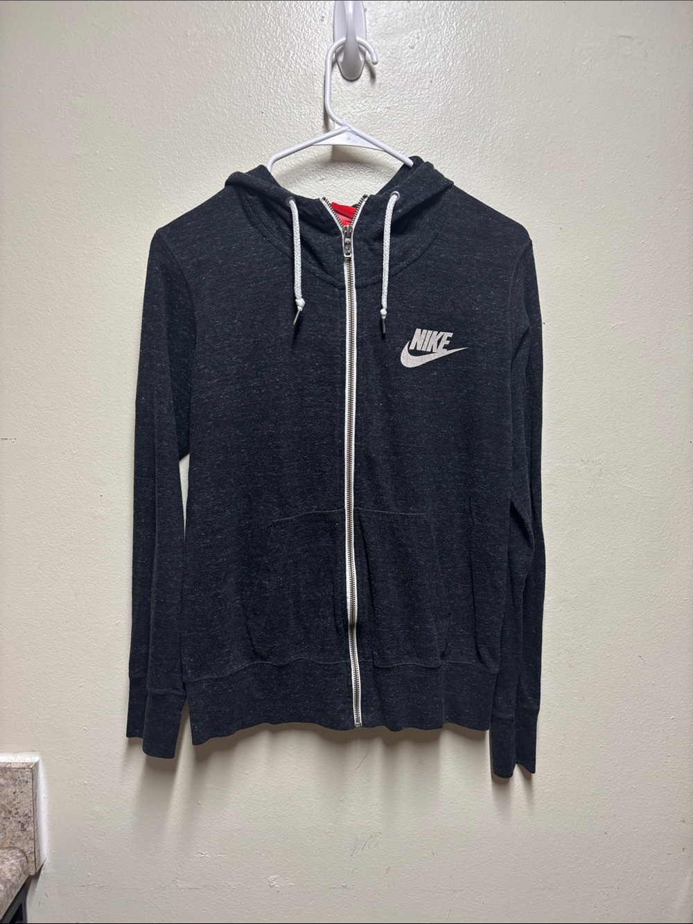 Nike Y2K full zip heathered gray hoodie women's large lightweight